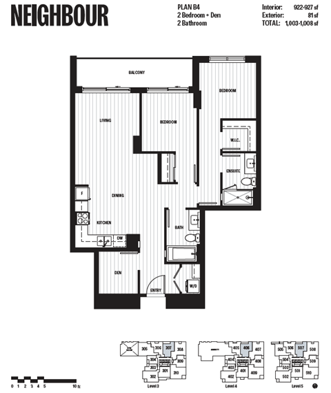 Floor plan for 2 beds, 2 baths, 910 sqft